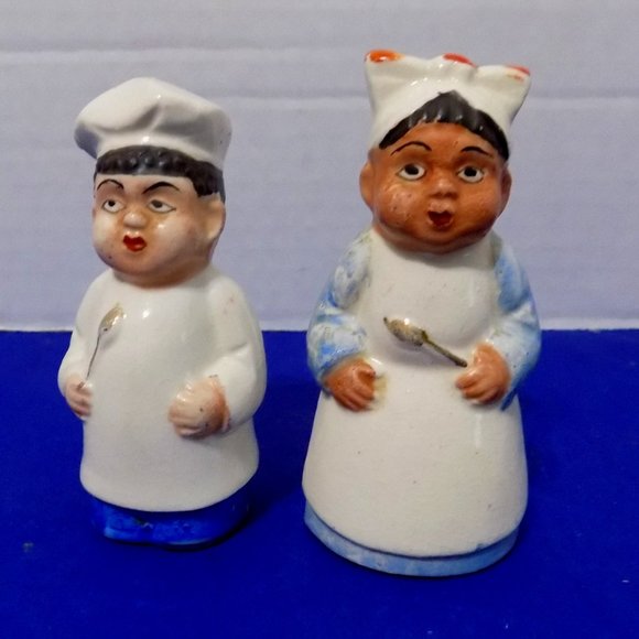 Vintage Black American Bakers Cooks Chefs Salt and Pepper Shakers - Picture 1 of 4